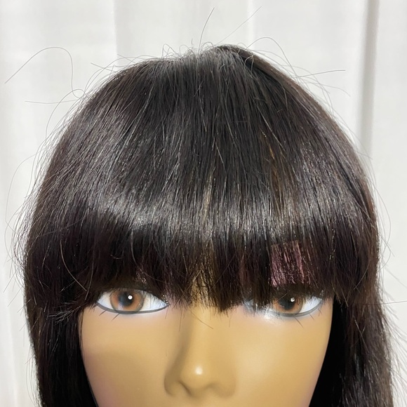 8 Inch Human Hair Wig with Bangs None Lace Front With Band Glue-less Short Bob - Picture 5 of 8